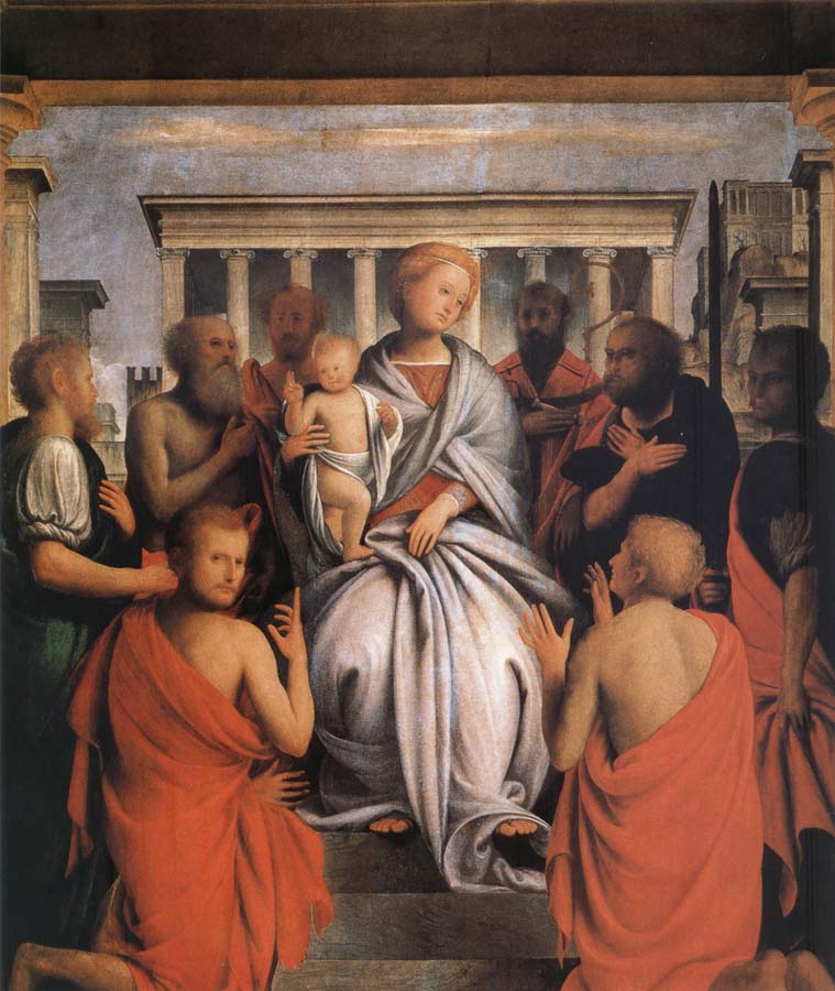 The Madonna and the Nino with eight holy